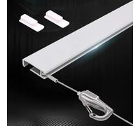 Cimaise pour Tableau Rail D'accrochage en Aluminium avec Fil de Suspension Invisible et Embout, Système D'affichage pour Cadres Photo, Crochet pour Tableaux(130cm (4.3ft) Track)