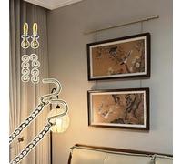 Cimaise pour Tableau Rail D'accrochage en Laiton pour Tableaux, Système pour Galeries D'art, Barre et Câbles de Suspension pour Œuvres , Crochets(85cm/33.5in/2.8ft)