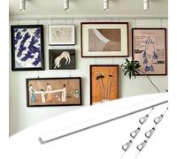 Cimaise pour Tableau Rail de Suspension avec Câble de 3 m et Crochets Multiples, Système d'accrochage Mural Moderne et Ajustable pour Tableaux, Rails d'affichage Photo(4pcs-9.8'/3mCab,55"/140cmTrk)