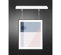 Cimaise pour Tableau Rail Mural pour Tableaux avec Roulettes, Supports pour Galeries D'art, Coulissant en Aluminium pour(3m/9.8' Cable,110cm/43.3" Track)