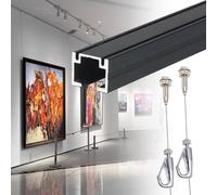 Cimaise pour Tableau Rails de Suspension Noirs Pour Tableaux, Système avec Câbles pour Galeries D'art, D'affichage pour(3m/9.8' Cable,80"/203cm Track)