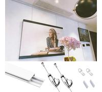 Cimaise pour Tableau Support d’Affichage d’Œuvres d’Art pour Murs en Plâtre for Image/Photo/Affiche, Crochets de Suspension sur Rail pour Tableaux and Fil Réglable(9.8'/3m Cable,67"/170cm Track)