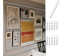 Cimaise pour Tableau Système d'accrochage Multiple pour Tableaux (2 à 10 Câbles), Rail d'accrochage Silencieux et Réglable pour Tableaux, Support Mural pour Œuvres d'art(4pcs-9.8'/3mCab,55"/140cmTrk)