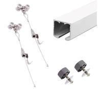 cimaise pour tableau Système De Rail De Suspension D'œuvres D'art Personnalisable, Système De Suspension D'art De Galerie De Montage Au Plafond Pour Affiches/ Miroirs(100cm rail,200cm steel cable)