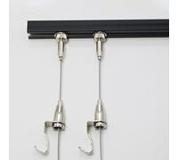 Cimaise pour Tableau Système de Suspension de Tableaux avec Rail, Fil et Crochets Réglables, Kit de Rail de Suspension de Plafond, Rail pour Suspension de Tableaux(6.5'/2m Cable,35"/88.9cm Track)