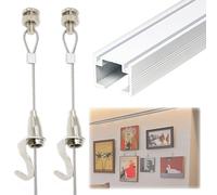 Cimaise Système d'accrochage mural pour galerie d'art, outil robuste pour accrocher des tableaux, kit de rails réglables pour cuisine, musée(4 ft/120 cm track,8.2 in/250 cm cable)