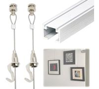 Cimaise Système de suspension de tableaux de 1,5 m, kit de rail décoratif réglable pour galerie, rail d'affichage photo robuste pour bibliothèques(Black,3.3 ft/1 m cable)