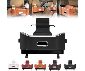 Cimario Car Seat Storage Box, Multifunctional Car Seat Back Storage Box, Universal Car Tissue Organizer Back Seat with 2 Drink Cup Holder, Tissue Box and Storage Box Hook for Home and Travel (Black)