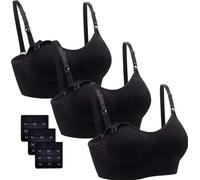 Cimary Lot de 3/4 soutiens-gorge d'allaitement sans coutures pour l'allaitement et le sommeil sans armatures pour femme, Lot de 3 (noir), L/XL
