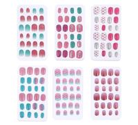 CIMAXIC 144 Faux Ongles à Couverture Intégrale pour Garçon et Filles, 6 Boîtes de Décorations Charmantes en Abs, Manucure Amovible pour Noël et Fêtes Style Aléatoire