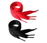 CIMAXIC 2 Paires de Lacets Plats en Ruban Polyester pour Femmes, Lacets Larges Rouges et Noirs, Style Fantaisie pour Baskets et Chaussures en Toile, Maintien Sécurisé et Look Élégant