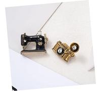 CIMAXIC 2 Pièces Broche Rétro pour Femme Épingle Vintage Décoration avec Machine à Coudre Noire et Tourne Disque Doré Accessoire Mode pour Vêtements et Sacs