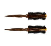 CIMAXIC 2 Pièces Brosse Ronde à Poils de Sanglier Brosse Chauffante Résistante Chaleur avec Manche Bois Ergonomique pour Coiffage Bouclage et Brushing Cheveux Fins et Bouclés