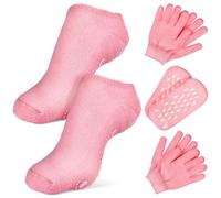 CIMAXIC 2 Sets de Chaussettes Hydratantes Spa et Moufles en Coton Souple Libération Continue D'huile Minérale pour Soins des Mains et Pieds en Hiver à Domicile