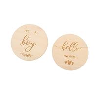 CIMAXIC 2Pcs Croissance Card Commémorative Bibs Gender Reveal Party Decoration Born Néon LED Signe Rade Boy Gender Revear Sign Change Double Annonce Mat Play Wood