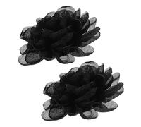 CIMAXIC 2pcs Pinces à Fleurs pour Chaussures Élégantes Noires, Clips Décoratifs Amovibles en Tissu pour Talons Hauts, Accessoires pour Mariage et Soirée