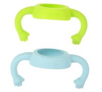 CIMAXIC 2pièces Poignées Silicone Pour Biberons Support Garçon Fille Portable Prise Antidérapante Pour Transition Biberon-coupe Design Double Poignées Vert Et Bleu