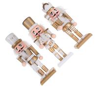 CIMAXIC 3 Pièces Décorations de Noël Casse-Noisette Bois Figurines Soldats Doré Élégant pour Sapin et Fête