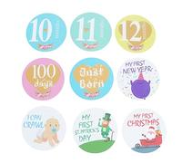 CIMAXIC 32 Pièces Bébé Mensuel Autocollants Planche De Main Annonce Mois De Bébé Garçon Autocollants De 12 Mois Accessoires Cadre Prise Jalon De Stickers Jalon T-shirts