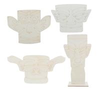 CIMAXIC 4 masques en bois découpés, non peints - Bricolage - Souvenir inspiré du musée historique de Sanxingdui pour vos projets de peinture