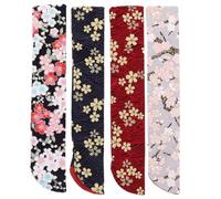 CIMAXIC 4pcs Housses D'éventail Pliant en Tissu de Soie Légère et Portable, Paquet Éventail Pliant Vintage Motif Floral, pour Mariages et Emballages de Noël