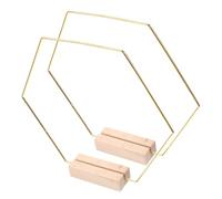 CIMAXIC Anneaux Hexagonaux en Métal Doré avec Socles en Bois 2 Ensembles pour Décoration de Table Centres de Table Mariage Cerceaux Floraux Décoratifs DIY