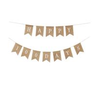 CIMAXIC Bannière Réutilisable pour Fête Décoration D’anniversaire en Suspendue Guirlande de Toile Jute 100 Jours « Happy 100 Days » Corde, Accessoire Bébé Garçon et Filles