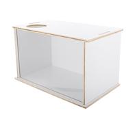 CIMAXIC Boîte à Bain de Sable Multifonction pour Hamster Domestique | Acrylique et Bois, Sûre pour Jouer et Se Baigner, Blanche, Légère, Pratique, pour Maison et Animalerie