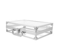 CIMAXIC Boîte À Cosmétiques Accessoires pour Assiettes Poignée Filet Décor Panier Topper Plaque De Cuisson Grille De Table Support Couronne Étui Mince Vinyle Stockage Mallette Argentée