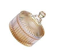 CIMAXIC Bonbonnière Forme Ronde Élégante en Verre Jaune Couvercle et Rangement de Bonbons ou Coton-tiges pour Décoration de Mariage