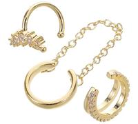 CIMAXIC Boucles D'oreilles Clip-on Géométriques en Cuivre Or Scintillants, Ajustables, Élégantes et Tendances pour Femmes, pour Fêtes et Rendez-, Lot de 3
