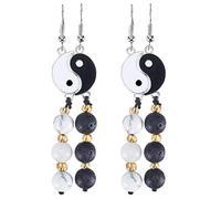 CIMAXIC Boucles D'oreilles Pendantes Tai Chi en Alliage de Zinc Blanc, Forme Yin Yang, 2 Paires, Style Créatif et Élégant Vie Quotidienne