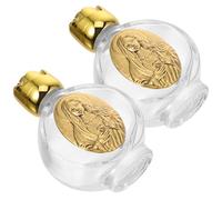 CIMAXIC Bouteilles d'eau Bénite Motif en Relief Lot de 2 en Verre et Alliage Étanches et Rechargeables, Maison Voyages