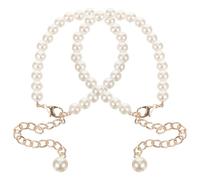 CIMAXIC Brides Décoratives Boucle Lot de 2 Élégantes et Antidérapantes en Métal et Perles Imitation Blanches pour Chaussures à Talons Hauts pour Femmes