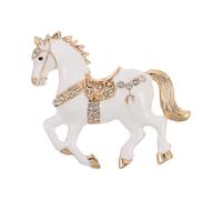 CIMAXIC Broche cheval en émail | Broche cheval de luxe style palais | animal en émail et strass | Badge foulard tendance | Cadeau souvenir signe du zodiaque, rouge