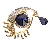 CIMAXIC Broche Dorée Strassée en Alliage Design Unique Œil Bleu et Forme Larme, Portable et Sûre pour Écharpes et Paquet, Bijou Fantaisie Élégant pour Femme