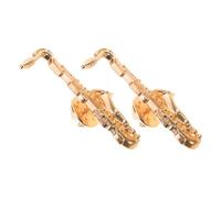 CIMAXIC Broche Vintage Saxophone en Alliage Or 2pcs pour Amateurs de Musique, Épingle Décorative Originale et Attrayante, pour Manteaux et Paquet Lors de Performances