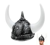CIMAXIC Casque Viking Adulte à Cornes Décoratives en Plastique Argenté, Taille Unique, Accessoire de Costume Médiéval pour Bal Masqué, Carnaval et Déguisement Romain, Chapeau de Guerrier