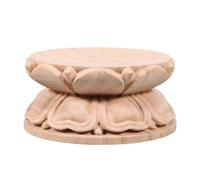 CIMAXIC Chapeau de Poteau en Bois sculpté en Forme de Lotus - Ornement de Balustrade en Bois Massif - Faîtage Oriental Brut pour rampes d'escalier, gazebos, porches et couloirs