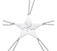 CIMAXIC Collier Puzzle en Acier Titane Facile à Porter Pendentif Étoile à Cinq Branches, Lot de 5 Set de Set de Pièces, Accessoires de Bijoux Créatifs pour Famille et Amis