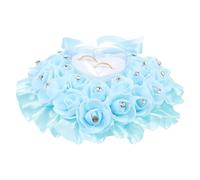 CIMAXIC Coussin Alliance Cœur Mariage, Décor Rose Romantique, 1 Pièce | Paillettes et Rubans, Boîte Transparente, pour Alliances et Fiançailles, Cérémonie D’anniversaire