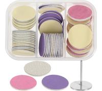 CIMAXIC Disques Abrasifs pour Manucure Pédicure 60pcs en Feuille Abrasive et Acier Inoxydable avec Boîte de Rangement pour Enlever Callosités et Peaux Mortes Salon