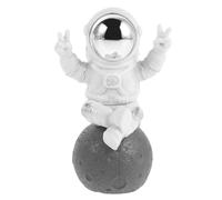CIMAXIC Figurine d'astronaute pour gâteau | Astronaute miniature assis sur la Lune | Décoration de gâteau sur le thème de l'espace | Statue d' blanc argenté | Pour une fête