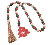 CIMAXIC Guirlande De Perles De Noël Corde en Décoration Murale Pendentif en Bois Pompons De Noël