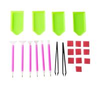 CIMAXIC Kit Complet de Peinture Diamant 22pcs Stylo Spécial à Ventouse, Plateaux, Pince à Épiler et Colle Pu pour Broderie Diamant et Perles DIY