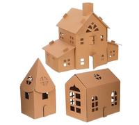 CIMAXIC Kit de 3 Mini Maisons de coloriage en Carton pour Enfants, modèle de Maison en Papier à Faire soi-même, pour l'artisanat, Petite Maison de Jeu, pour la créativité et l'imagination