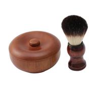CIMAXIC Kit de Rasage Homme Bol à Savonnette en Bois et Brosse à Barbe en Nylon, Prise en Main Pratique pour Produire une Mousse Riche, pour Entretenir Moustache et Bouc