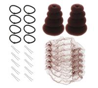 CIMAXIC Kit pour Chignon Donut Marron Outil Coiffure Bun Maker pour Danse Ballets et Fêtes Résistant avec Filets Élastiques pour Cheveux Longs Maintien et Style Rapide