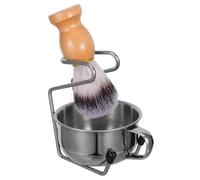 CIMAXIC Kit Soins Barbe et Support en Bois Élégant avec Blaireau, Bol à Savonnette en Métal pour Homme pour Salle de Bain ou Coiffeuse