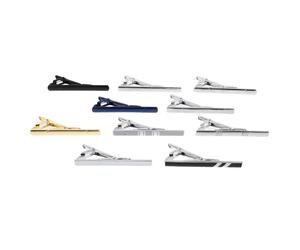 CIMAXIC Lot de 10 pinces à cravate pour homme - Pinces à cravate avec étui cadeau pour anniversaire, mariage, affaires, père, mari, témoin, petit ami, frère, accessoires de bijoux